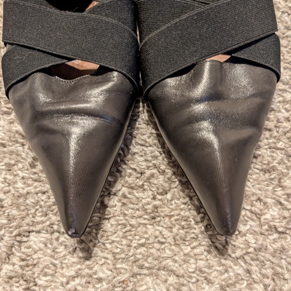 Alaïa Black Elastic Strap Pointed Toe Ballet Flats Size 35 - Picture 3 of 6